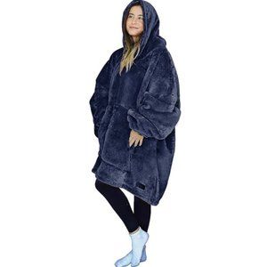 Tirrinia Blue Wearable Sherpa Hoodie Blanket OS